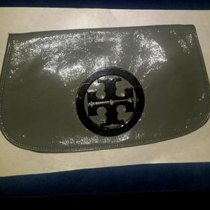 Gray Leather Tory Burch clutch bag!